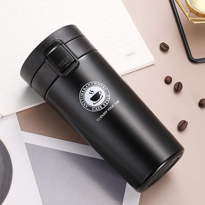 TRENDING Coffee Travel Mug – Insulated Stainless Steel Cup with Leakproof Lid, Vacuum Thermal Bottle for Hot & Cold Coffee, Tea & Water, Reusable with Non-Slip Cover