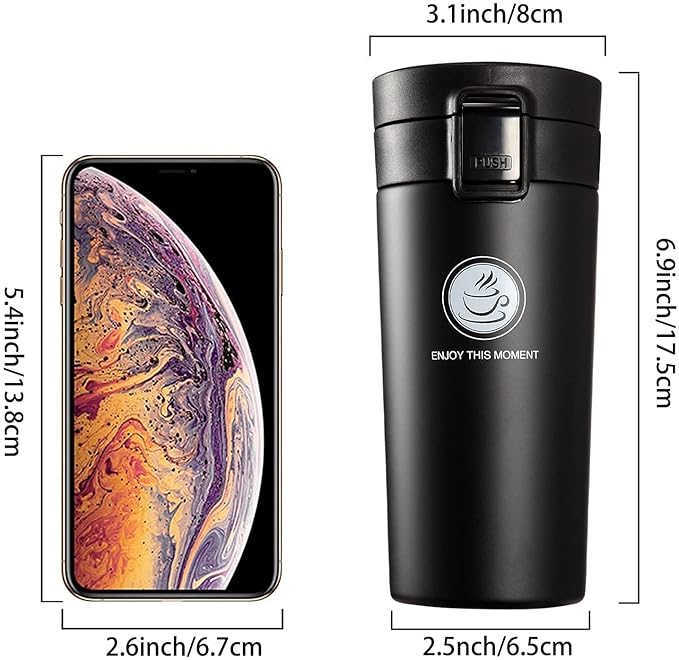 TRENDING Coffee Travel Mug – Insulated Stainless Steel Cup with Leakproof Lid, Vacuum Thermal Bottle for Hot & Cold Coffee, Tea & Water, Reusable with Non-Slip Cover