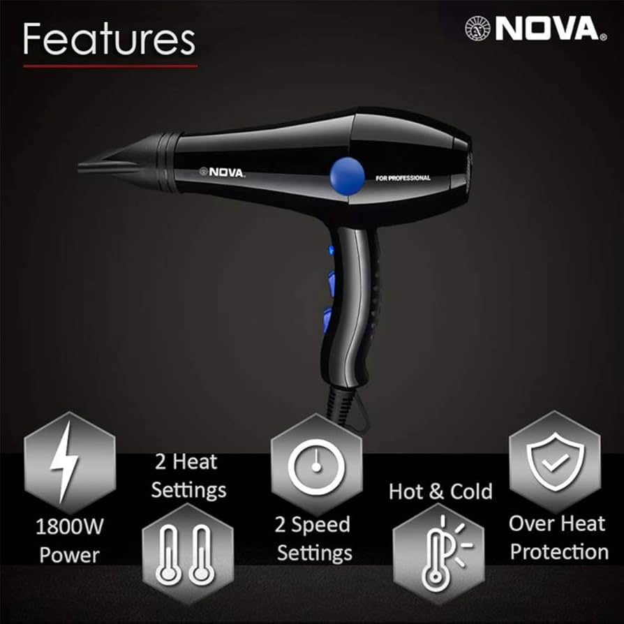 Nova V&G Professional Hair Dryer for Unisexual