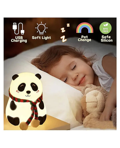 Panda Lamp , Silicone, Rechargeable Close Eye, Multicolor