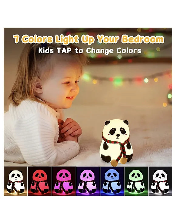 Panda Lamp , Silicone, Rechargeable Close Eye, Multicolor