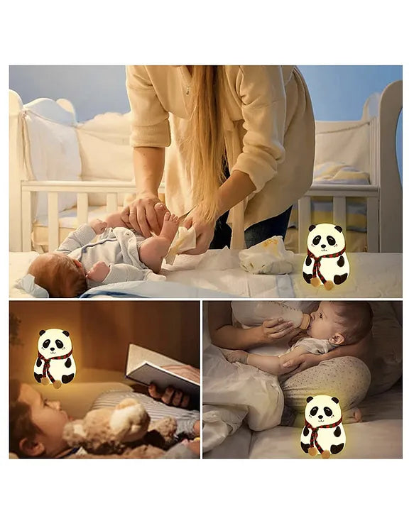 Panda Lamp , Silicone, Rechargeable Close Eye, Multicolor