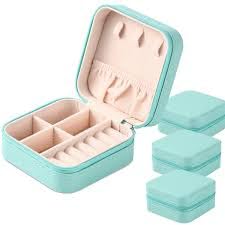 Jewellery Organiser PU Leather Zipper Portable Storage Box Case with Dividers Container for Rings, Earrings, Necklace Home Organizer