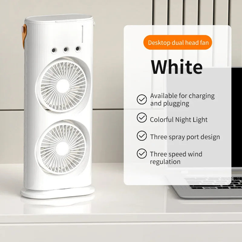 Portable Mini Air Cooler For Room Cooling, Double Ended Spray Mist Fan