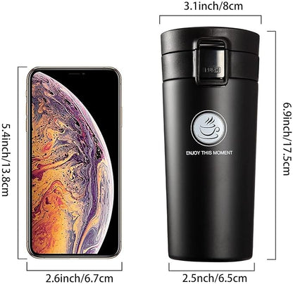 TRENDING Coffee Travel Mug – Insulated Stainless Steel Cup with Leakproof Lid, Vacuum Thermal Bottle for Hot & Cold Coffee, Tea & Water, Reusable with Non-Slip Cover