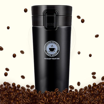 TRENDING Coffee Travel Mug – Insulated Stainless Steel Cup with Leakproof Lid, Vacuum Thermal Bottle for Hot & Cold Coffee, Tea & Water, Reusable with Non-Slip Cover