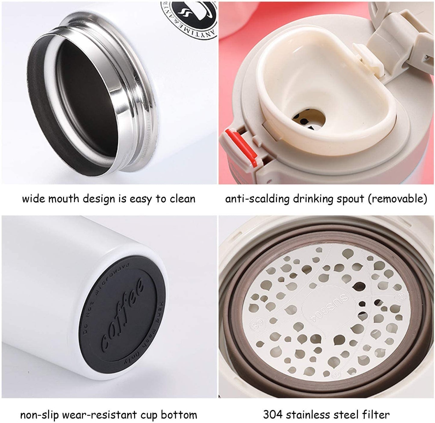 TRENDING Coffee Travel Mug – Insulated Stainless Steel Cup with Leakproof Lid, Vacuum Thermal Bottle for Hot & Cold Coffee, Tea & Water, Reusable with Non-Slip Cover