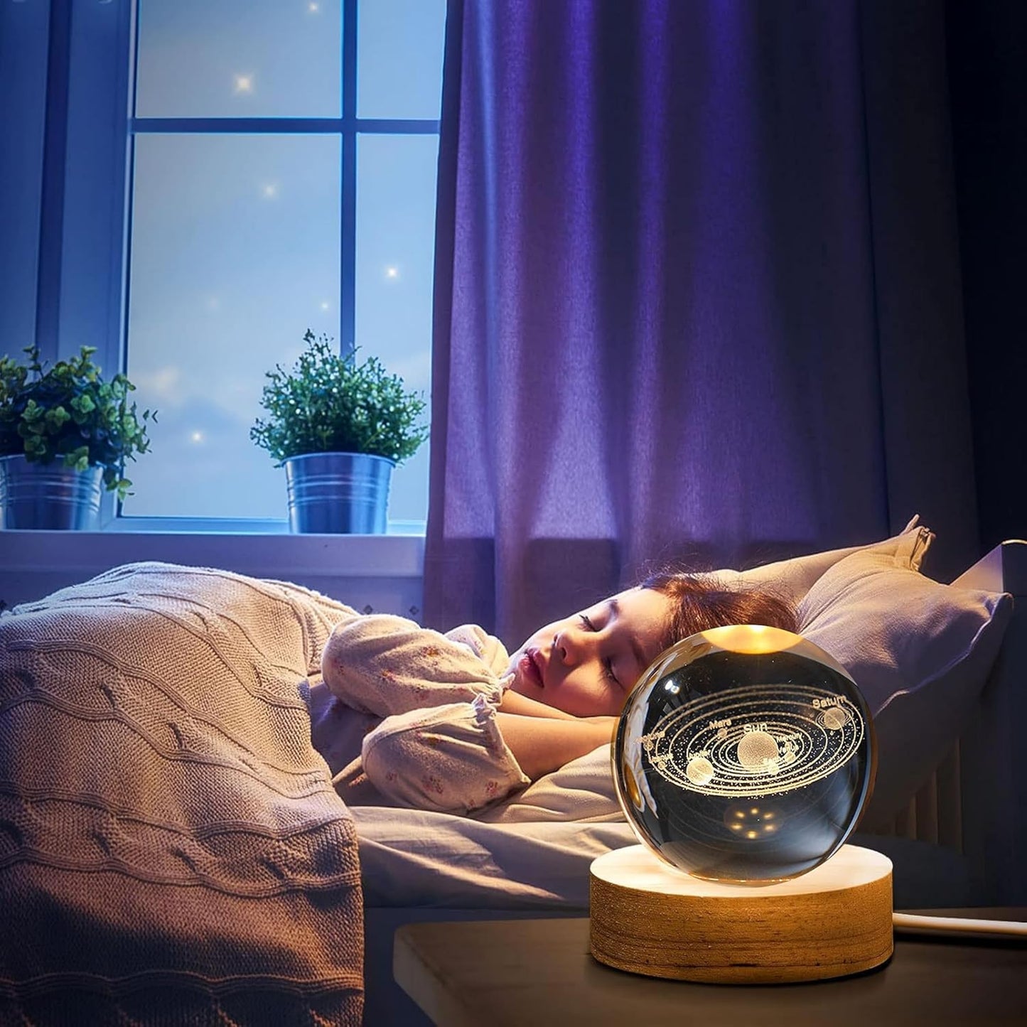 3D Galaxy Crystal Ball Lamp