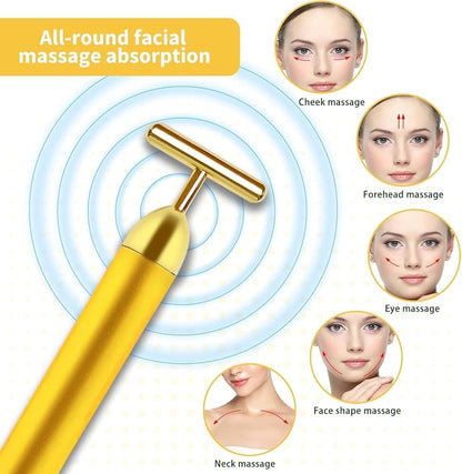 Golden Rod Face Massager – Electric Vibrating Facial Tool for Women | Skin Tightening, Anti-Aging, Wrinkle Removal & Glow Therapy