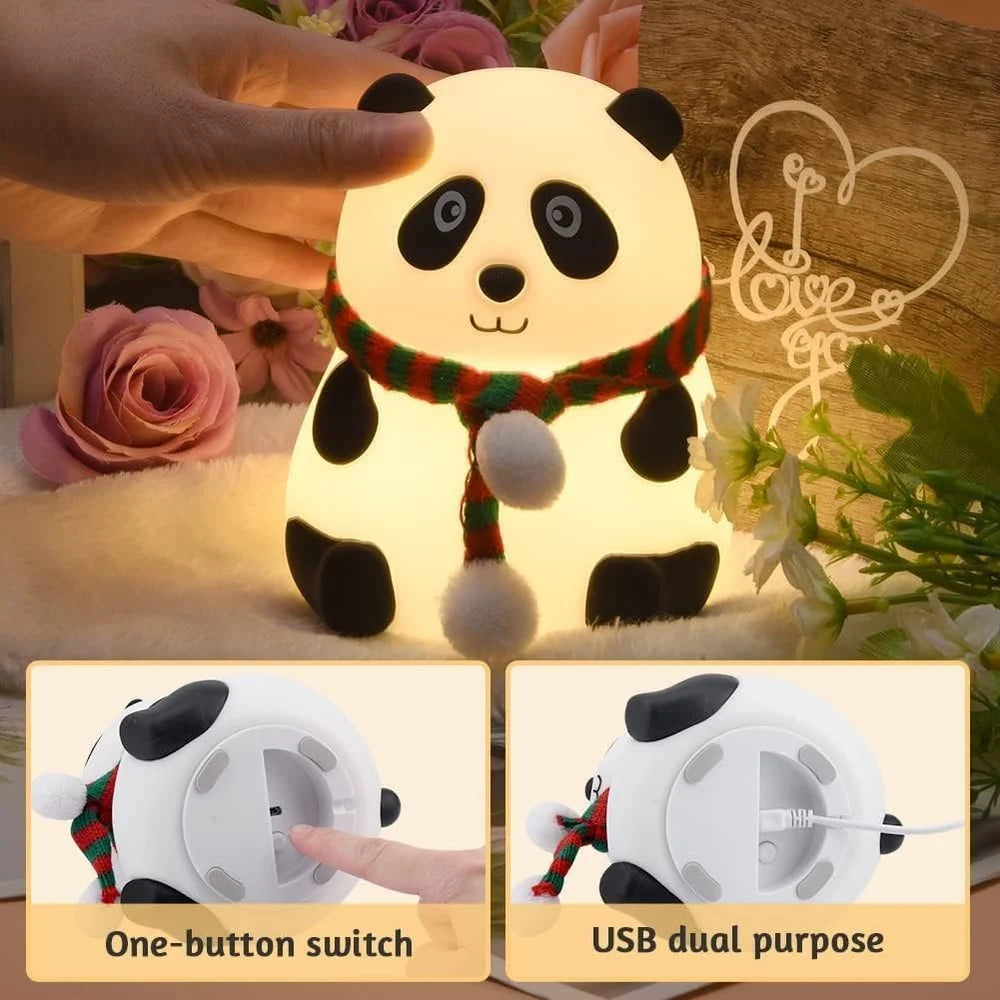 Panda Lamp , Silicone, Rechargeable Close Eye, Multicolor
